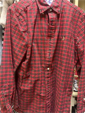 Ralph Lauren Red and Green Tartan Button-Down Shirt